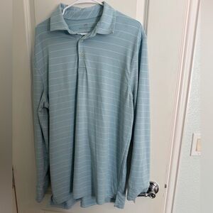 Southern Tide Light Blue Polo with White Stripes